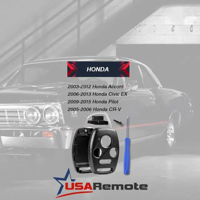 Alt view image 4 of 7 - Cutting NOT Required - Key Fob Keyless Entry Remote Shell Case & Pad fits Honda 2003-2012 Accord / 2006-2013 Civic EX / 2009-2015 Pilot /2005-2006 CR-V