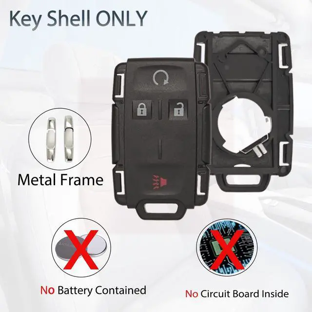 Alt view image 3 of 7 - Key Fob Shell Case Replacement Fits for Chevy Silverado Colorado GMC Canyon Sierra 2014 2015 2016 2017 2018 2019 2020 2021 2022 2023 Keyless Entry Remote Control 4 Button Cover M3N-32337100