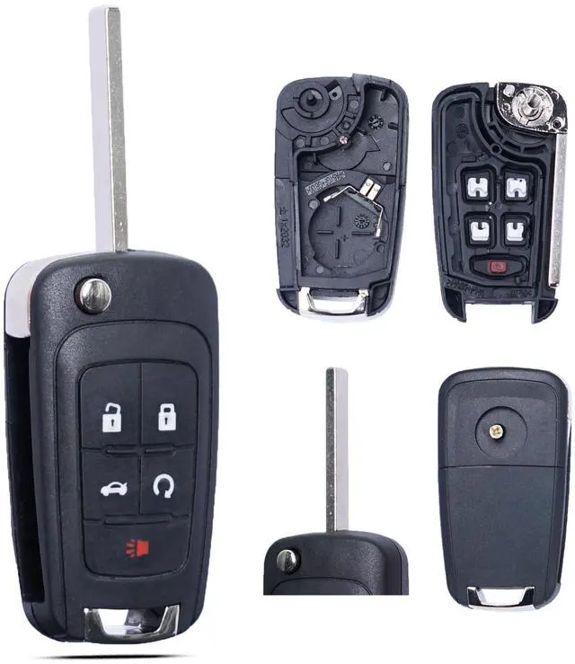 Main image of Key Fob Shell Case Replacement Fits for Chevy Cruze Malibu Equinox Sonic Impala GMC Terrain Buick Lacrosse 2011-2016 Keyless Remote Control 5 Button Flip Key Pad Cover OHT01060512