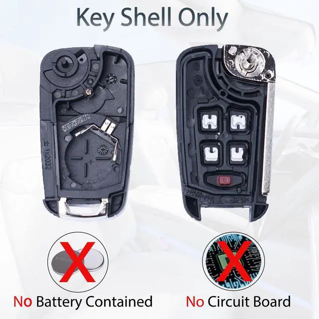 Alt view image 6 of 7 - Flip Key Fob Shell Case Replacement Fits for Chevrolet Cruze Malibu Equinox Sonic Impala GMC Terrain Buick Lacrosse Regal Verano Encore 2010-2019 Keyless Remote Control KeyPad Key Fob Cover
