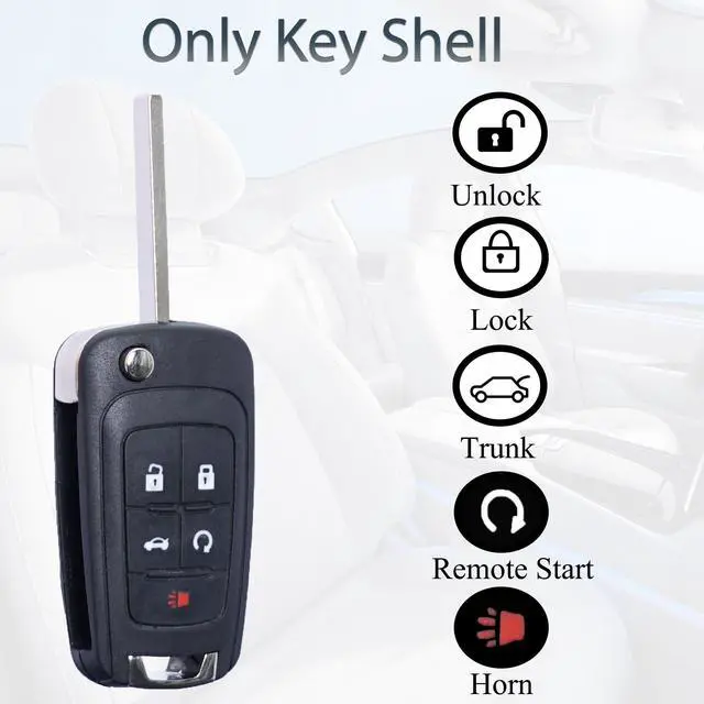 Alt view image 7 of 7 - Flip Key Fob Shell Case Replacement Fits for Chevrolet Cruze Malibu Equinox Sonic Impala GMC Terrain Buick Lacrosse Regal Verano Encore 2010-2019 Keyless Remote Control KeyPad Key Fob Cover