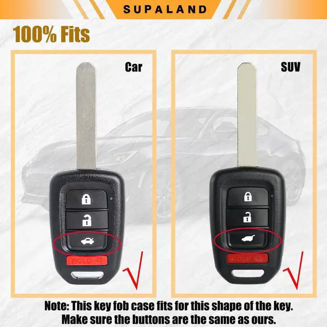 Alt view image 6 of 7 - Key Fob Shell Case Replacement Fits for Honda Accord Civic CRV HRV 2013-2021 Keyless Entry Remote Control 4 Button Pad Cover MLBHLIK6-1TA MLBHLIK6-1T