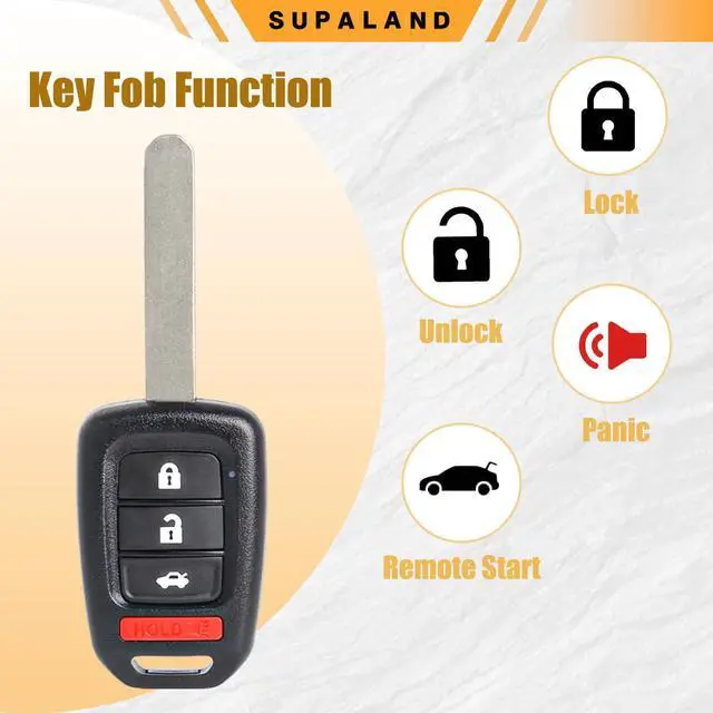 Alt view image 7 of 7 - Key Fob Shell Case Replacement Fits for Honda Accord Civic CRV HRV 2013-2021 Keyless Entry Remote Control 4 Button Pad Cover MLBHLIK6-1TA MLBHLIK6-1T