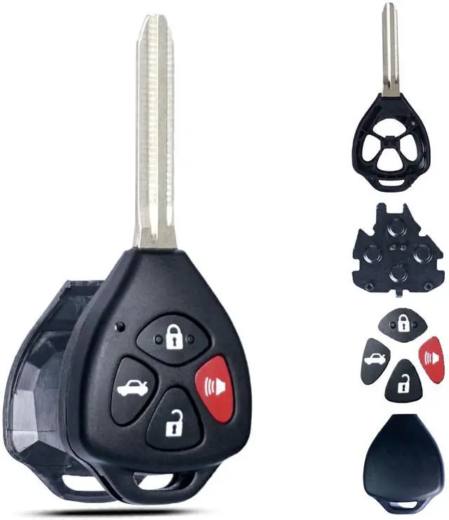 Main image of Key Fob Shell Case Replacement Fits for Toyota Camry Corolla Venza Avalon 2007 2008 2009 2010 2011 2012 2013 Keyless Entry Remote Control 4 Button Pad Key Cover