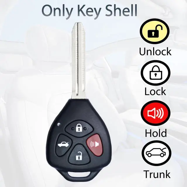 Alt view image 5 of 6 - Key Fob Shell Case Replacement Fits for Toyota Camry Corolla Venza Avalon 2007 2008 2009 2010 2011 2012 2013 Keyless Entry Remote Control 4 Button Pad Key Cover
