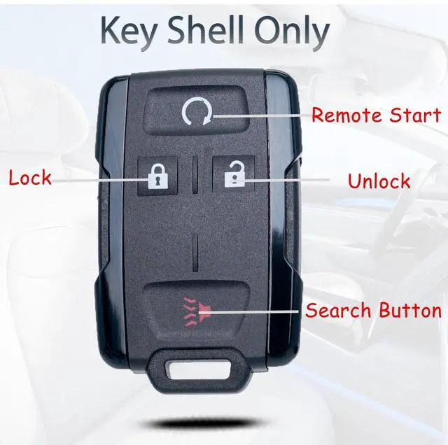 Alt view image 2 of 7 - Key Fob Shell Case Replacement Fits for Chevrolet Colorado Chevy Silverado GMC Canyon Sierra 2014 2015 2016 2017 2018-2021 Keyless Entry Remote Control 4 Button Pad Cover Black M3N-32337100