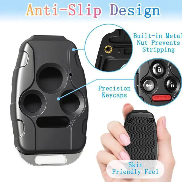 Alt view image 2 of 7 - Key Fob Cover Shell Compatible with Honda Accord 2003-2012,Civic EX 2006-2013,Pilot 2009-2015,CR-V 2005-2006 - Premium Durable,Scratch-Resistant,Cutting NOT Required (Button4-Black)