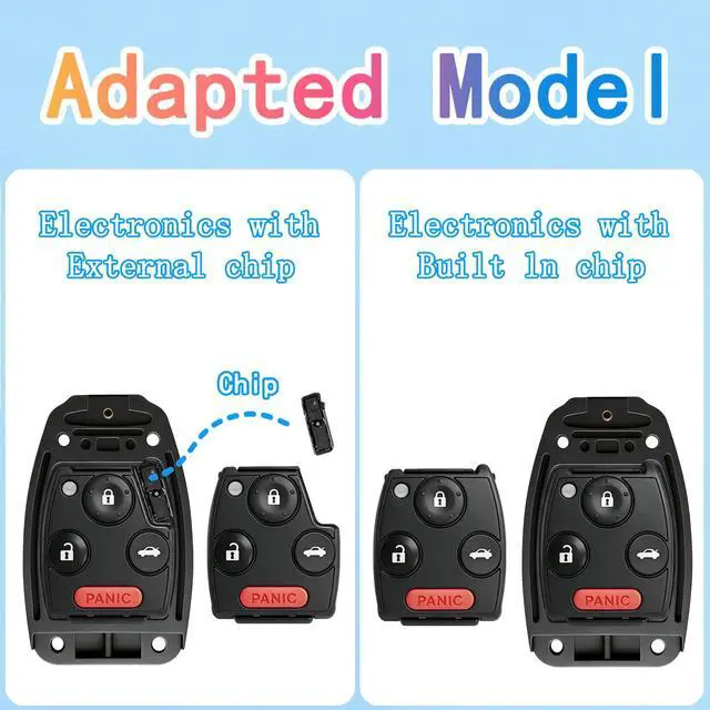 Alt view image 4 of 7 - Key Fob Cover Shell Compatible with Honda Accord 2003-2012,Civic EX 2006-2013,Pilot 2009-2015,CR-V 2005-2006 - Premium Durable,Scratch-Resistant,Cutting NOT Required (Button4-Black)