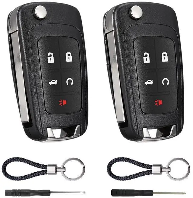 Main image of Key Fob Case Replacement 5 Button for Chevy Cruze Camaro Impala Equinox GMC Terrain Buick Regal Lacrosse 2010 2011 2012 2013 2014 2015 2016 2017 Keyless Entry Remote Control Car Key Fob Shell - 2 Pack