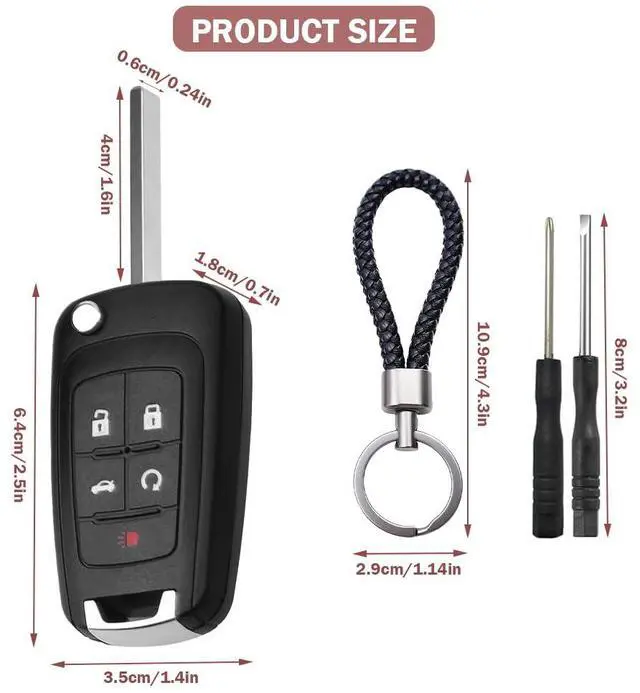 Alt view image 4 of 7 - Key Fob Case Replacement 5 Button for Chevy Cruze Camaro Impala Equinox GMC Terrain Buick Regal Lacrosse 2010 2011 2012 2013 2014 2015 2016 2017 Keyless Entry Remote Control Car Key Fob Shell - 2 Pack