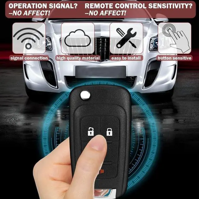 Alt view image 5 of 7 - Key Fob Case Replacement 5 Button for Chevy Cruze Camaro Impala Equinox GMC Terrain Buick Regal Lacrosse 2010 2011 2012 2013 2014 2015 2016 2017 Keyless Entry Remote Control Car Key Fob Shell - 2 Pack