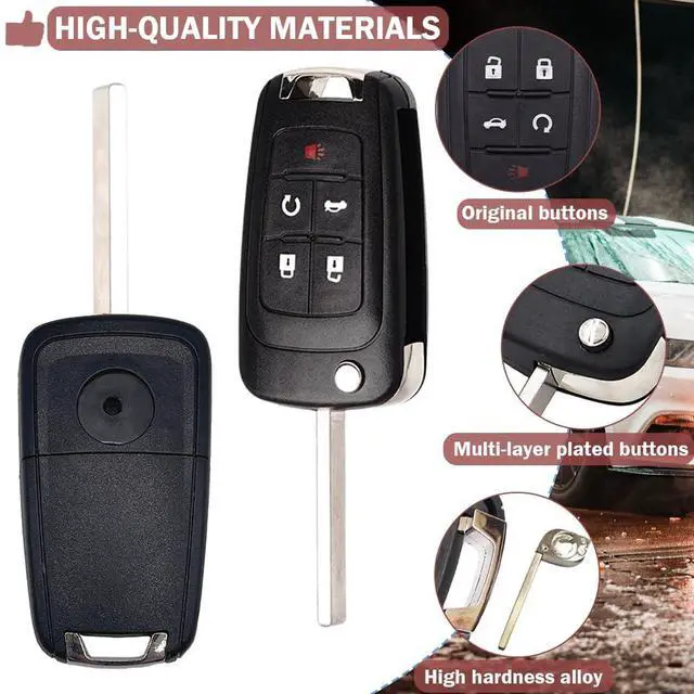 Alt view image 6 of 7 - Key Fob Case Replacement 5 Button for Chevy Cruze Camaro Impala Equinox GMC Terrain Buick Regal Lacrosse 2010 2011 2012 2013 2014 2015 2016 2017 Keyless Entry Remote Control Car Key Fob Shell - 2 Pack