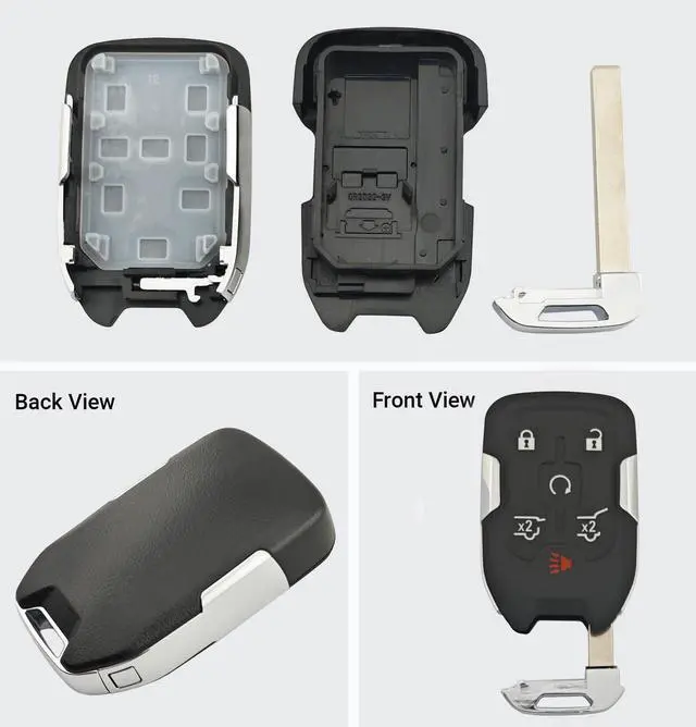 Alt view image 6 of 6 - Smart Replacement Key Fob Cover fit for 2014-2020 GMC Yukon Chevy Suburban Tahoe Keyless Entry Remote Key Fob Shell