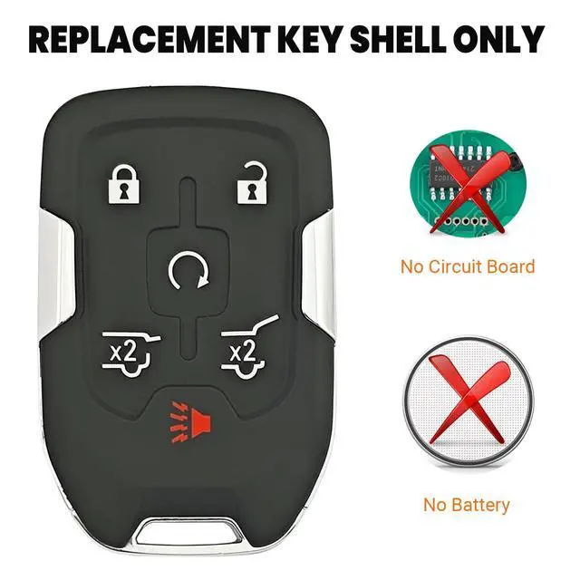 Alt view image 2 of 6 - Smart Replacement Key Fob Cover fit for 2014-2020 GMC Yukon Chevy Suburban Tahoe Keyless Entry Remote Key Fob Shell