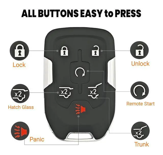 Alt view image 3 of 6 - Smart Replacement Key Fob Cover fit for 2014-2020 GMC Yukon Chevy Suburban Tahoe Keyless Entry Remote Key Fob Shell