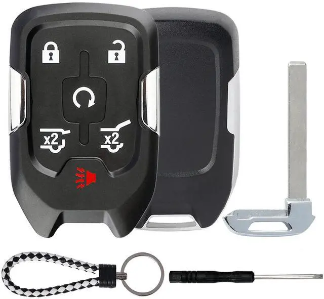 Main image of Key Fob Shell Case Replacement Compatible with GMC Yukon XL Chevy Suburban Tahoe 2015 2016 2017 2018 2019 2020 Keyless Entry Remote Control HYQ1AA 6 Buttons 1PCS Pad Cover