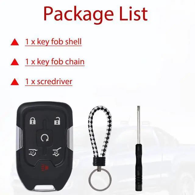 Alt view image 5 of 7 - Key Fob Shell Case Replacement Compatible with GMC Yukon XL Chevy Suburban Tahoe 2015 2016 2017 2018 2019 2020 Keyless Entry Remote Control HYQ1AA 6 Buttons 1PCS Pad Cover