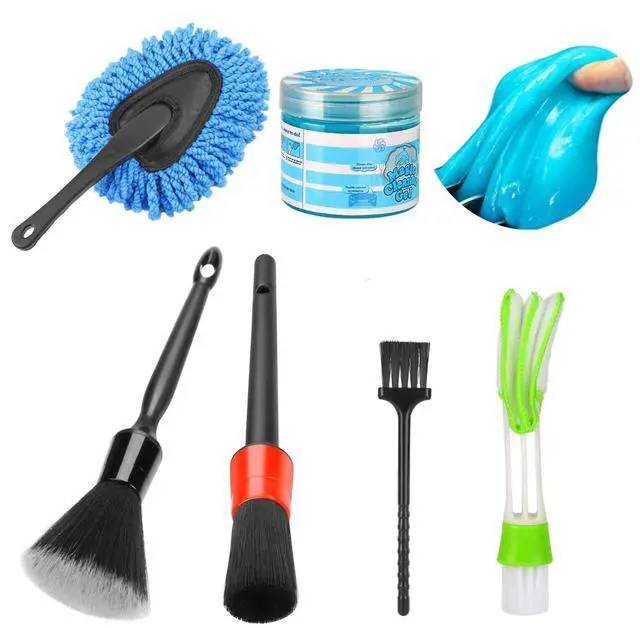 Main image of Car Interior Duster Detailing Cleaning Gel Brushes Kit, Soft Dust Detail Crevice Brush Slime Putty Cleaner Accessories Tools for Dashboard,Air Vent,Panel,Leather