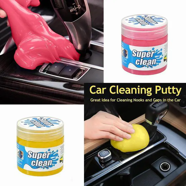 Alt view image 4 of 7 - Car Cleaning Gel Putty, Reusable Interior Cleaning Slime Dust Remover, Auto Detailing Cleaning Gel for Vents Keyboard Crevice, Car Accessories Gift Yellow & Pink