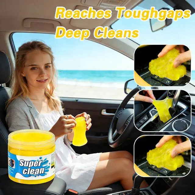 Alt view image 5 of 7 - Car Cleaning Gel Putty, Reusable Interior Cleaning Slime Dust Remover, Auto Detailing Cleaning Gel for Vents Keyboard Crevice, Car Accessories Gift Yellow & Pink