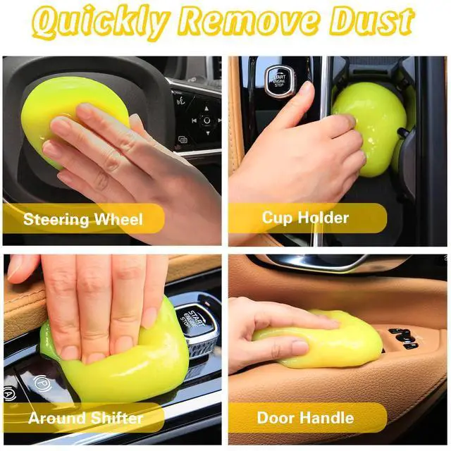 Alt view image 3 of 7 - Car Cleaning Gel Putty, Reusable Interior Cleaning Slime Dust Remover, Auto Detailing Cleaning Gel for Vents Keyboard Crevice, Car Accessories Gift Yellow & Pink