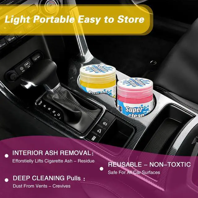 Alt view image 6 of 7 - Car Cleaning Gel Putty, Reusable Interior Cleaning Slime Dust Remover, Auto Detailing Cleaning Gel for Vents Keyboard Crevice, Car Accessories Gift Yellow & Pink