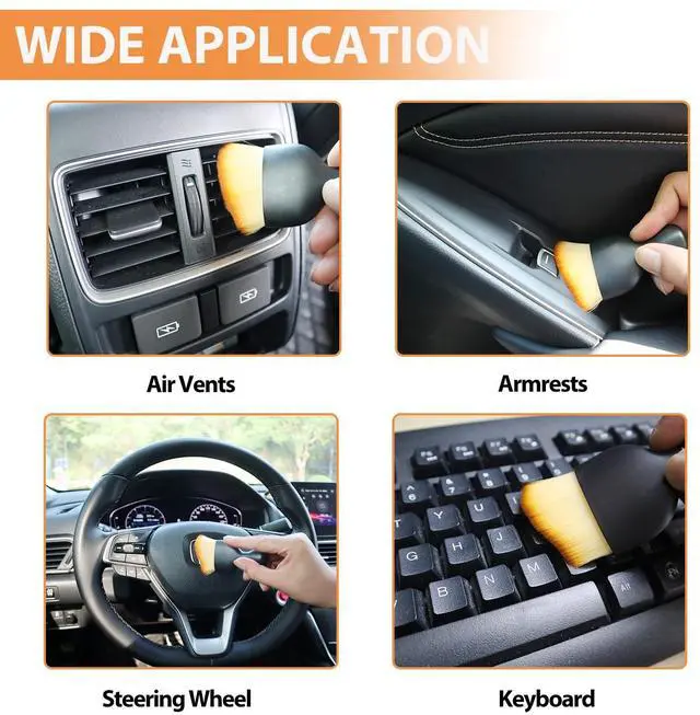Alt view image 3 of 6 - Car Interior Detailing Brush Cleaning Kit, Soft Bristle Dusting Brush, Wire Brush Set, Car Cleaning Gel, Car Accessories Essentials Supplies Tools for Auto,Truck,SUV,RV6PCS