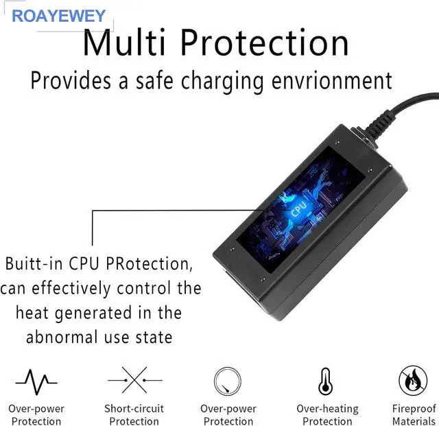 Alt view image 4 of 6 - USB Type C Replacement for 45W Chromebook Charger Compatible with HP Chromebook 14 X360 USB C Power Supply Adapter
