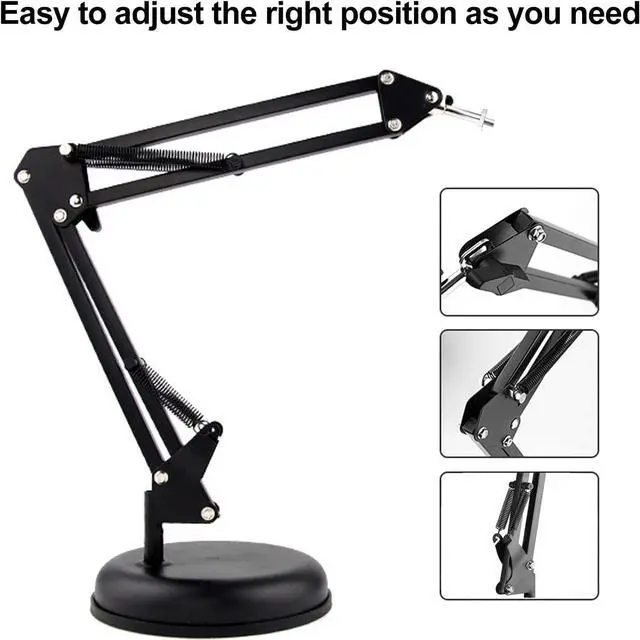 Alt view image 7 of 7 - Desktop Webcam Stand with Weighted Round Base, Adjustable Scissor Arm Camera Mount with Phone Holder, 1/4" Thread MF920Pro, Smartphones, Overhead Recording & Live Streaming