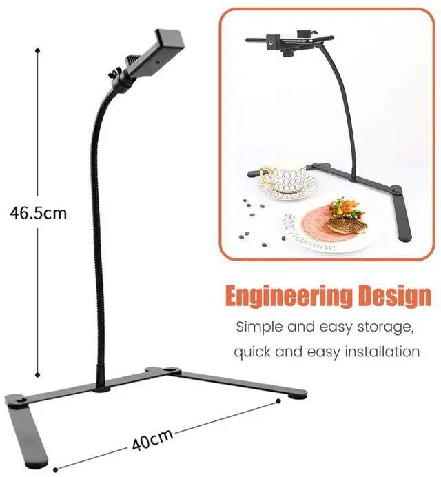 Alt view image 6 of 7 - Ajustable Tripod with Cellphone Holder, Overhead Phone Mount, Table Top Teaching Online Stand for Live Streaming and Online Video and Food Crafting Demo Drawing Sketching Recording