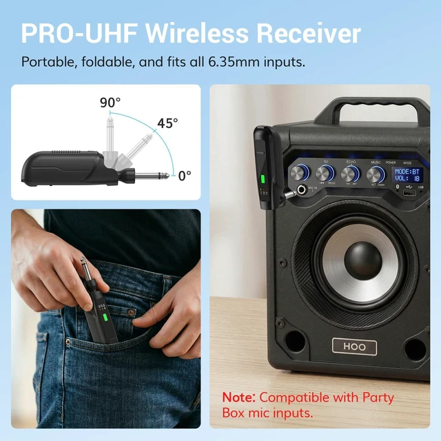 Alt view image 4 of 7 - 2.4G Wireless Microphone, Rechargeable Cordless Handheld Microphone System with Receiver, Karaoke Mic for Singing, Home Party, Birthday, 50ft / 15 m Range, TW-210