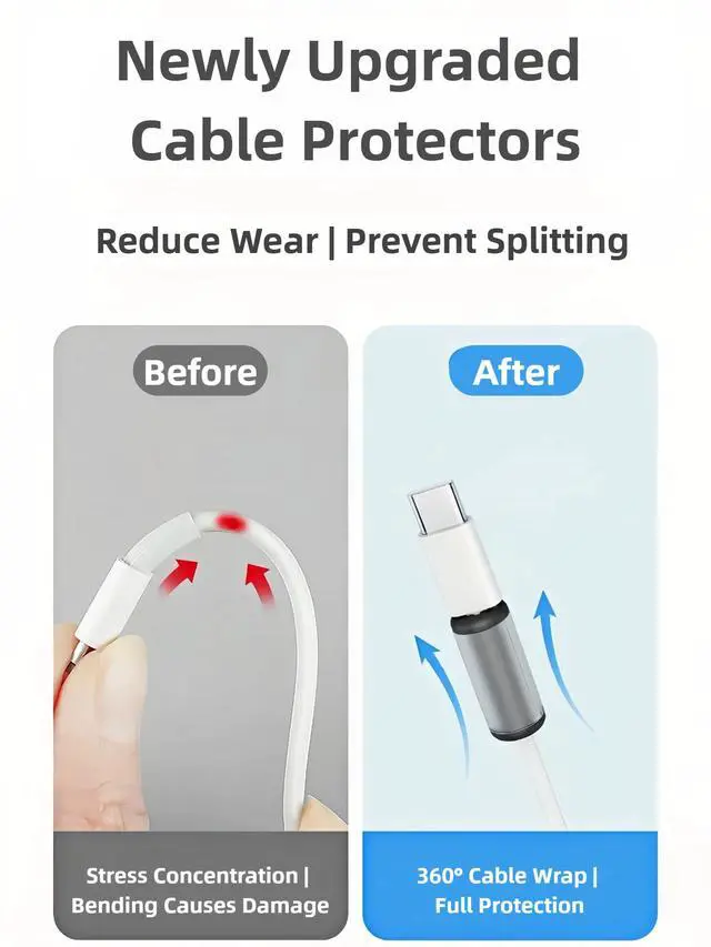 Alt view image 2 of 7 - 16 Pack Phone Cable Protectors for iPhone Android USB C Charger End Cord Savers, Silicone Non-Slip Charging Wire Protector, Easy Setup 4 Colors Cable Wrap Accessories for Home & Office