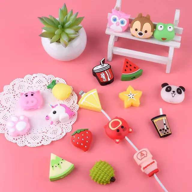 Alt view image 5 of 7 - 20 Pcs Cable Protector for iPhone/ipad USB Cable, Plastic Cable Protectors Cute Drink Fruit Dinosaur Animals Charging Cable Saver, Phone Accessory Protect USB Charger for Birthday Party (Type B(20PCS)
