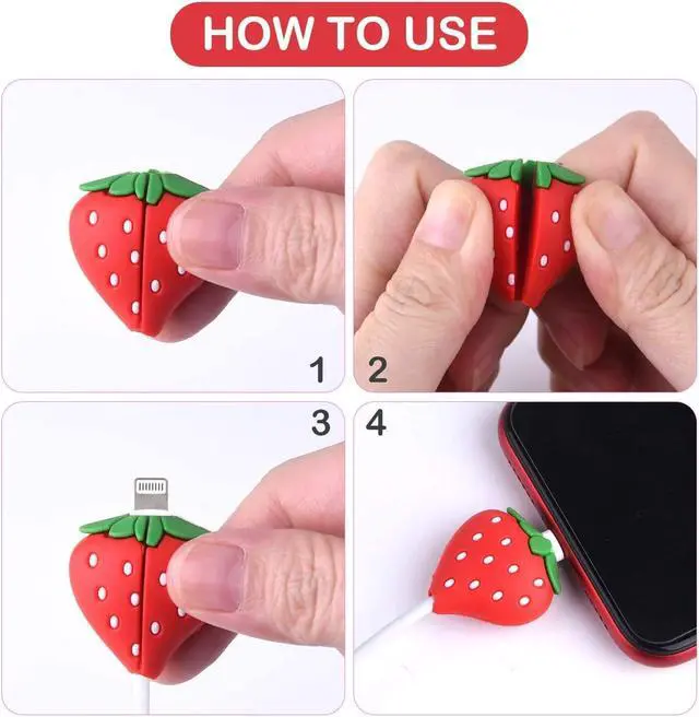 Alt view image 6 of 7 - 20 Pcs Cable Protector for iPhone/ipad USB Cable, Plastic Cable Protectors Cute Drink Fruit Dinosaur Animals Charging Cable Saver, Phone Accessory Protect USB Charger for Birthday Party (Type B(20PCS)