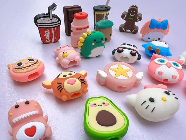 Alt view image 7 of 7 - 20 Pcs Cable Protector for iPhone/ipad USB Cable, Plastic Cable Protectors Cute Drink Fruit Dinosaur Animals Charging Cable Saver, Phone Accessory Protect USB Charger for Birthday Party (Type B(20PCS)