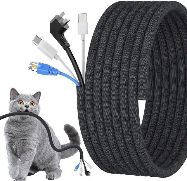 Main image of 1/2 inch Cord Protectors from Pets No Chew, 10ft Wire Protector Cord Covers for Pets, Flexible Cable Sleeve Cord Management for TV/Computer/Electric Wires/Phone Charging Cables