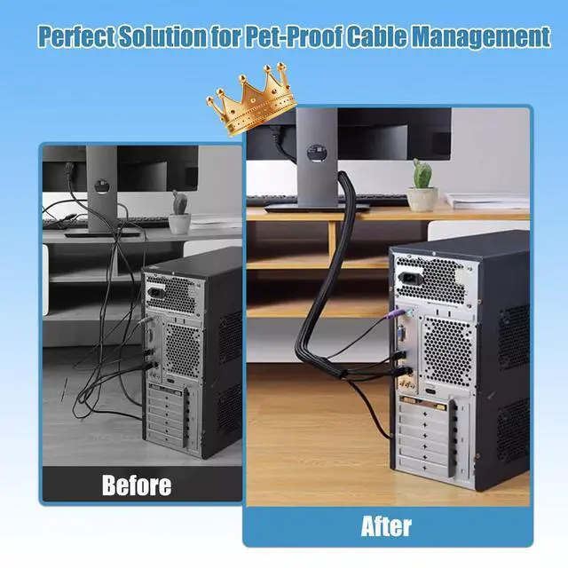 Alt view image 6 of 7 - 1/2 inch Cord Protectors from Pets No Chew, 10ft Wire Protector Cord Covers for Pets, Flexible Cable Sleeve Cord Management for TV/Computer/Electric Wires/Phone Charging Cables