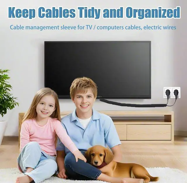 Alt view image 5 of 7 - 1/2 inch Cord Protectors from Pets No Chew, 10ft Wire Protector Cord Covers for Pets, Flexible Cable Sleeve Cord Management for TV/Computer/Electric Wires/Phone Charging Cables