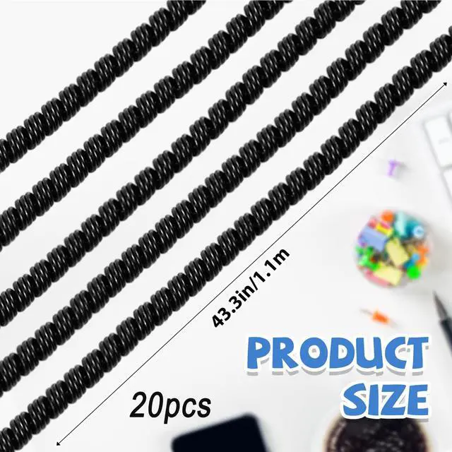 Alt view image 2 of 6 - 10 Pcs Cord Protectors from Pets No Chew Spiral Cable Protector 43.3'' Phone Charger Cover Data Cable Protective Sleeve Chew Proof USB Wire Cover Stylish for Cat Dog Rabbit (Black)