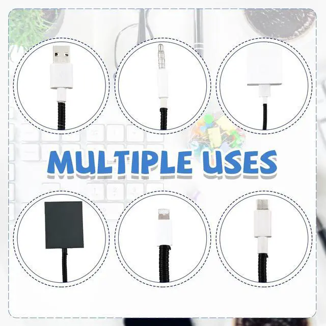 Alt view image 3 of 6 - 10 Pcs Cord Protectors from Pets No Chew Spiral Cable Protector 43.3'' Phone Charger Cover Data Cable Protective Sleeve Chew Proof USB Wire Cover Stylish for Cat Dog Rabbit (Black)