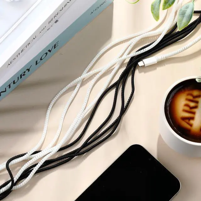 Alt view image 6 of 6 - 10 Pcs Cord Protectors from Pets No Chew Spiral Cable Protector 43.3'' Phone Charger Cover Data Cable Protective Sleeve Chew Proof USB Wire Cover Stylish for Cat Dog Rabbit (Black)