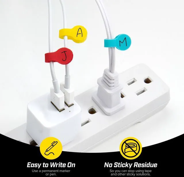 Alt view image 2 of 6 - Cable Labels Mini, Multi-Color (60 Pack) Colorful Cable Label Tags, Charger Labels, Cable Labels Tags, and Wire Labeler Using Color Coded Labels