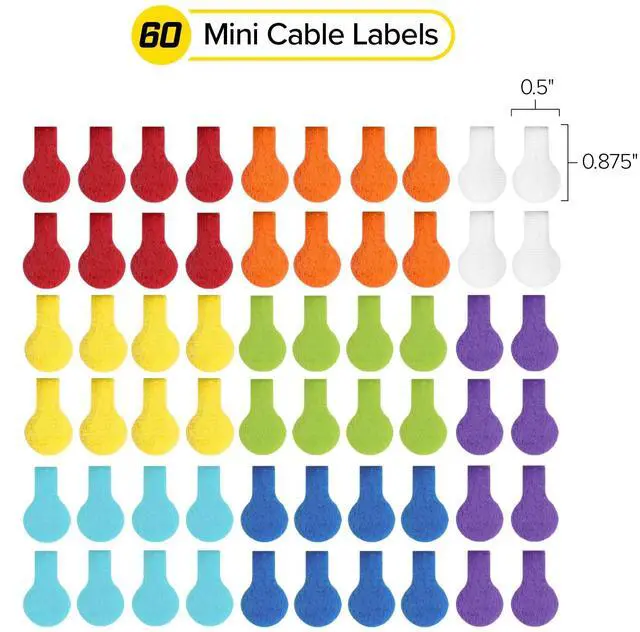 Alt view image 3 of 6 - Cable Labels Mini, Multi-Color (60 Pack) Colorful Cable Label Tags, Charger Labels, Cable Labels Tags, and Wire Labeler Using Color Coded Labels