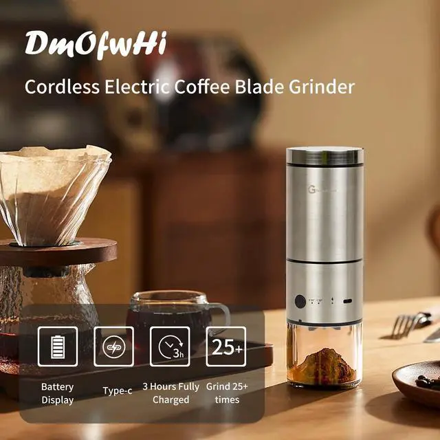 Alt view image 5 of 7 - Portable Electric Coffee Bean Grinder,Adjustable Coffee Powder Coarseness, Ball-Type Gear Adjustment, Large Coffee Bean Chamber, Small Size For Travel, Ground Continuously For 30 Minutes