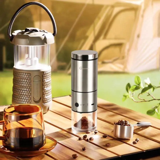 Alt view image 7 of 7 - Portable Electric Coffee Bean Grinder,Adjustable Coffee Powder Coarseness, Ball-Type Gear Adjustment, Large Coffee Bean Chamber, Small Size For Travel, Ground Continuously For 30 Minutes
