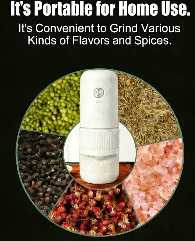 Alt view image 5 of 7 - Electric Coffee Grinder for Home Use Automatic Spice Grinder Adjustable Coarseness Rechargeable Coffee Grinder Removable Design Mill (White)