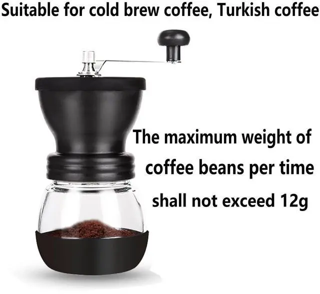 Alt view image 3 of 7 - Manual Coffee Bean Grinder with Ceramic Burr, Hand Coffee Grinder Mill Small with 2 Glass Jars( 11OZ per Jar) Stainless Steel Handle for Drip Coffee, Espresso, French Press, Turkish Brew