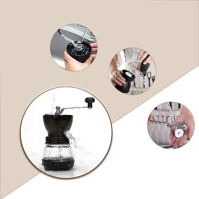 Alt view image 7 of 7 - Manual Coffee Bean Grinder with Ceramic Burr, Hand Coffee Grinder Mill Small with 2 Glass Jars( 11OZ per Jar) Stainless Steel Handle for Drip Coffee, Espresso, French Press, Turkish Brew