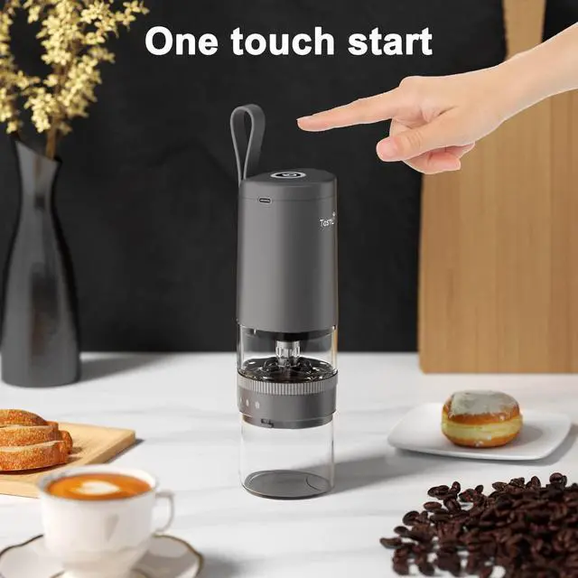 Alt view image 3 of 6 - Coffee Grinder, Electric Portable Coffee bean Grinder, Adjustable Burr Mill with 5 Precise Grind Setting for Drip Espresso PourOver and More (Grey)