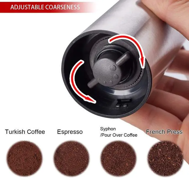 Alt view image 4 of 7 - Manual Coffee Grinder with Ceramic Conical Burr Stainless Steel Hand Crank Mill for Drip Coffee, Espresso, French Press, Turkish Brew